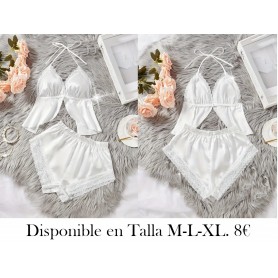 Conjunto de pijama sexy de cuello halter pijama blanca