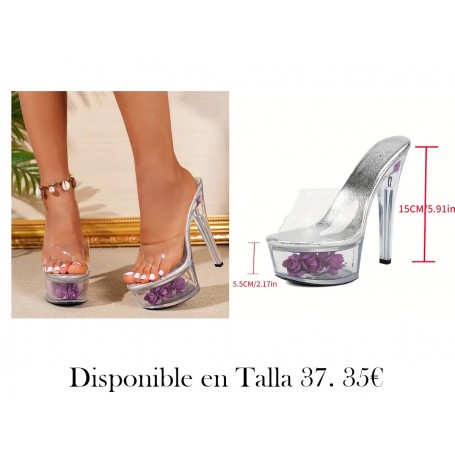 Zapatos de tacón alto transparentes de cristal TACONES MORADOS