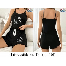 Conjunto de Pijama Casual de Sanrio HELLO KITTY NEGRA