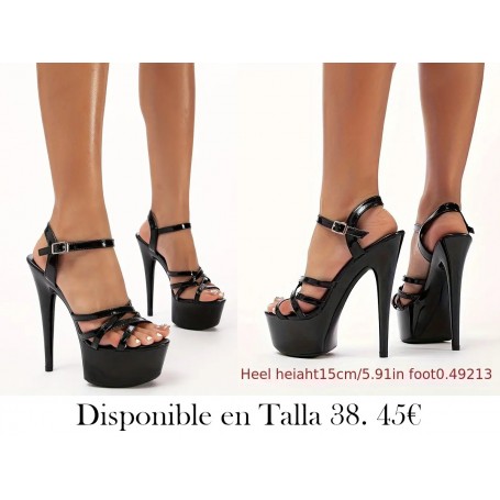 Sandalias Elegantes de Tacón de Aguja ZAPATOS TACONES NEGROS