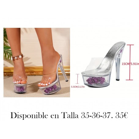 Zapatos de tacón alto transparentes de cristal TACONES MORADOS