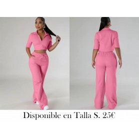 Conjunto De Dos Piezas Casual Sólido CONJUNTO ROSA