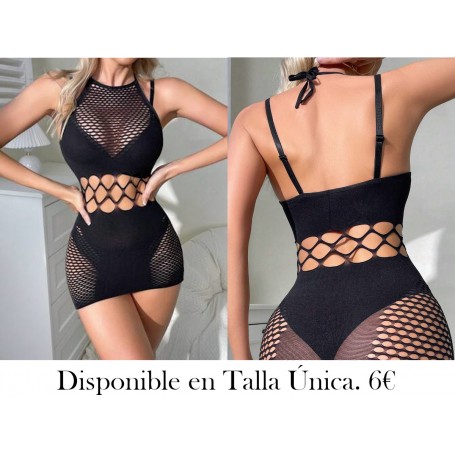 Falda de lencería sexy de malla VESTIDO MALLA NEGRA