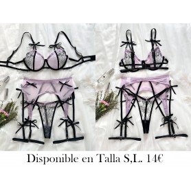 4pcs Conjunto de lencería de malla LENCERIA MORADA