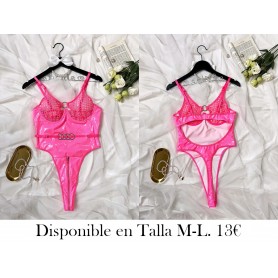 Traje Sexy de Cuerpo con Parches LENCERIA FUSCIA