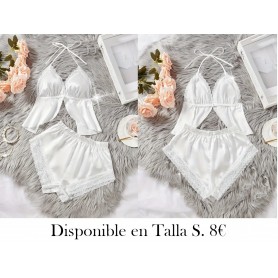 Conjunto de pijama sexy de cuello halter pijama blanca