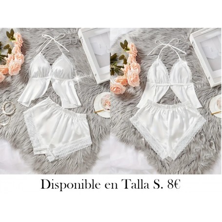 Conjunto de pijama sexy de cuello halter pijama blanca