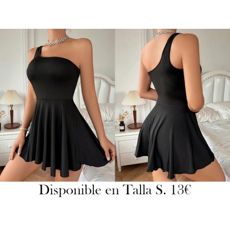 Vestido Sexy de Un Hombro VESTIDO NEGRO