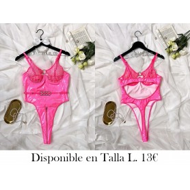 Traje Sexy de Cuerpo con Parches LENCERIA FUSCIA