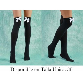 Calcetines sobre rodilla con diseño de lazo calcetines medias negras