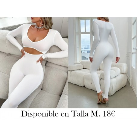 Traje de cuerpo ajustado de manga larga ENTERIZO BLANCO