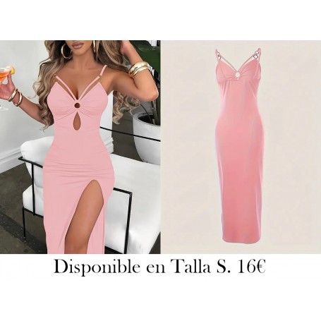 Vestido entallado sin mangas con escote en V vestido rosa