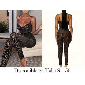 Mono De Leopardo Estampado, Mono Sin Mangas Y Ajustado Para Primavera Y Verano, Ropa De Mujer