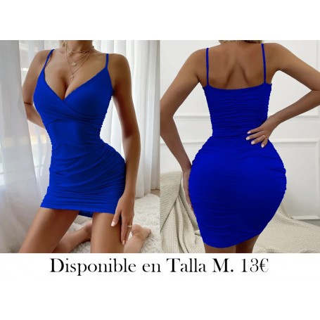 Vestido ajustado con pliegues VESTIDO AZUL