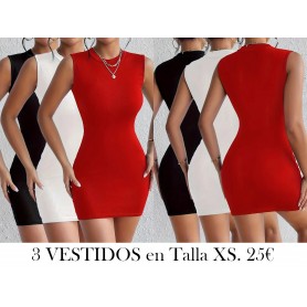3-Pack Vestidos de Poliéster Elegantes 3 VESTIDOS ROJO BLANCO Y NEGRO