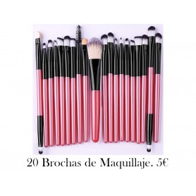 20 piezas de brochas de maquillaje profesionales brochas rosas