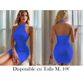 Vestido Ajustado Con Cuello De Gargantilla VESTIDO AZUL