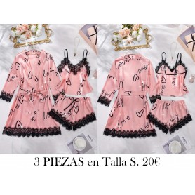 Conjunto de pijama de satén elegante BATA ROSA
