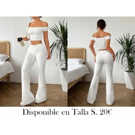 Conjunto de pantalones casuales de color liso CONJUNTO BLANCO