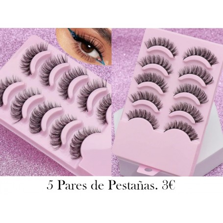 NUEVO 5 pares de pestañas postizas naturales