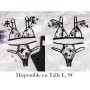Conjunto de lencería de malla con estampado LENCERIA NEGRA
