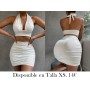 Conjunto de falda de dos piezas a juego, top halter sexy y falda