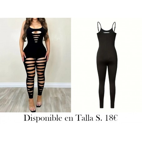 Mono Camisola Desgarrado y Sexy enterizo negro