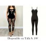 Mono Camisola Desgarrado y Sexy enterizo negro