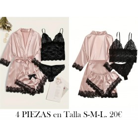 Conjunto de salón de satén sólido BATA ROSA