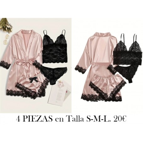 Conjunto de salón de satén sólido BATA ROSA