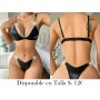 Material de PU en V profundo empalmado LENCERIA NEGRA