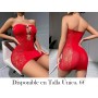 Vestido Babydoll Ajustado de Encaje VESTIDO MALLA ROJA