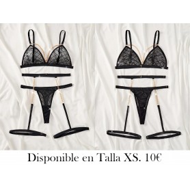 Conjunto de Lencería Sexy para Mujer con Malla LENCERIA NEGRA