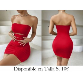 1pc Vestido mini sin tirantes vestido rojo
