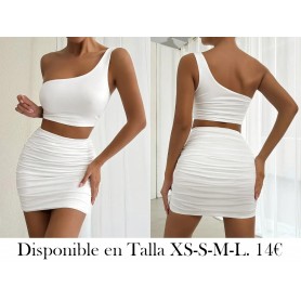 Top Elegante de Una Sola Tira con Conjunto BLANCO
