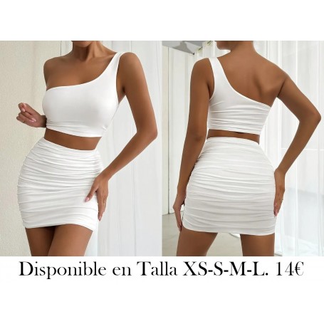 Top Elegante de Una Sola Tira con Conjunto BLANCO