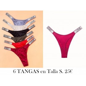 6 Uds De Tangas Con Letras Y Diamantes De Imitación 6 TANGAS