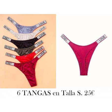 6 Uds De Tangas Con Letras Y Diamantes De Imitación 6 TANGAS