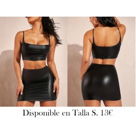 Conjunto De Falda De Dos Piezas De Cuero Sintético CONJUNTO NEGRO