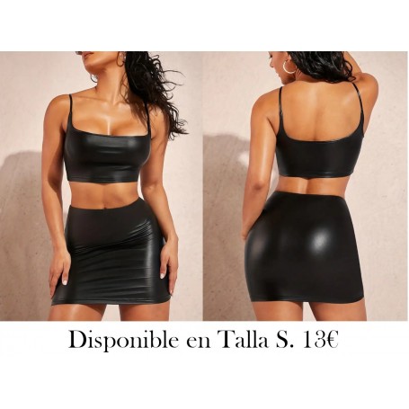 Conjunto De Falda De Dos Piezas De Cuero Sintético CONJUNTO NEGRO