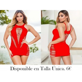 Vestido de cobertura rojo vibrante VESTIDO MALLA ROJA