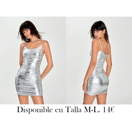 Vestido mini ajustado tipo body de mujer PLATEADO