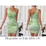 Vestido de verano de mujer de un hombro VESTIDO VERDE