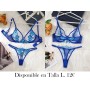 Conjunto de Lencería Sexy de Encaje Floral 2 piezas LENCERIA AZUL