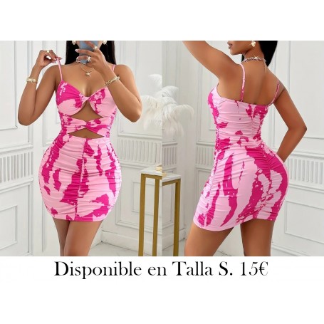 Vestido Ajustado con Estampado Tie-Dye VESTIDO ROSA