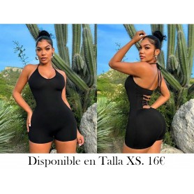 Mamelucos sin espalda con cuello halter ENTERIZO NEGRO