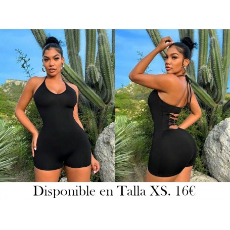 Mamelucos sin espalda con cuello halter ENTERIZO NEGRO