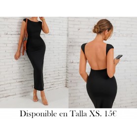 Vestido De Cuello Redondo De Un Solo Color VESTIDO NEGRO