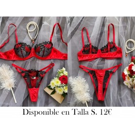 Conjunto de Lencería Elegante LENCERIA NEGRA Y ROJA