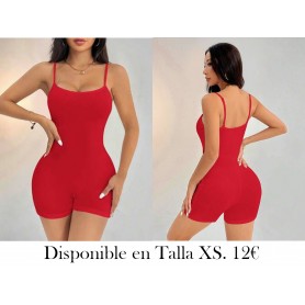 Mono con tirantes sencillo y de unicolor casual ENTERIZO ROJO